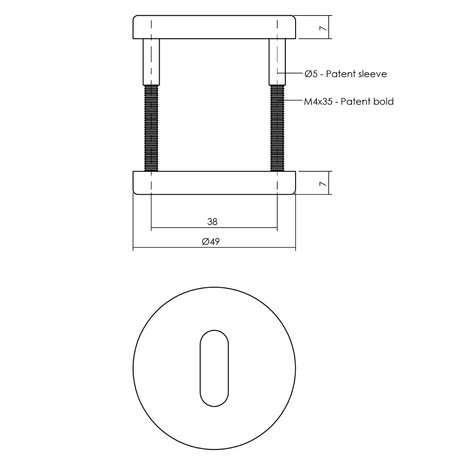 Intersteel Sleutelrozet 49x7mm grijs Intersteel Sleutelrozet 49x7mm grijs