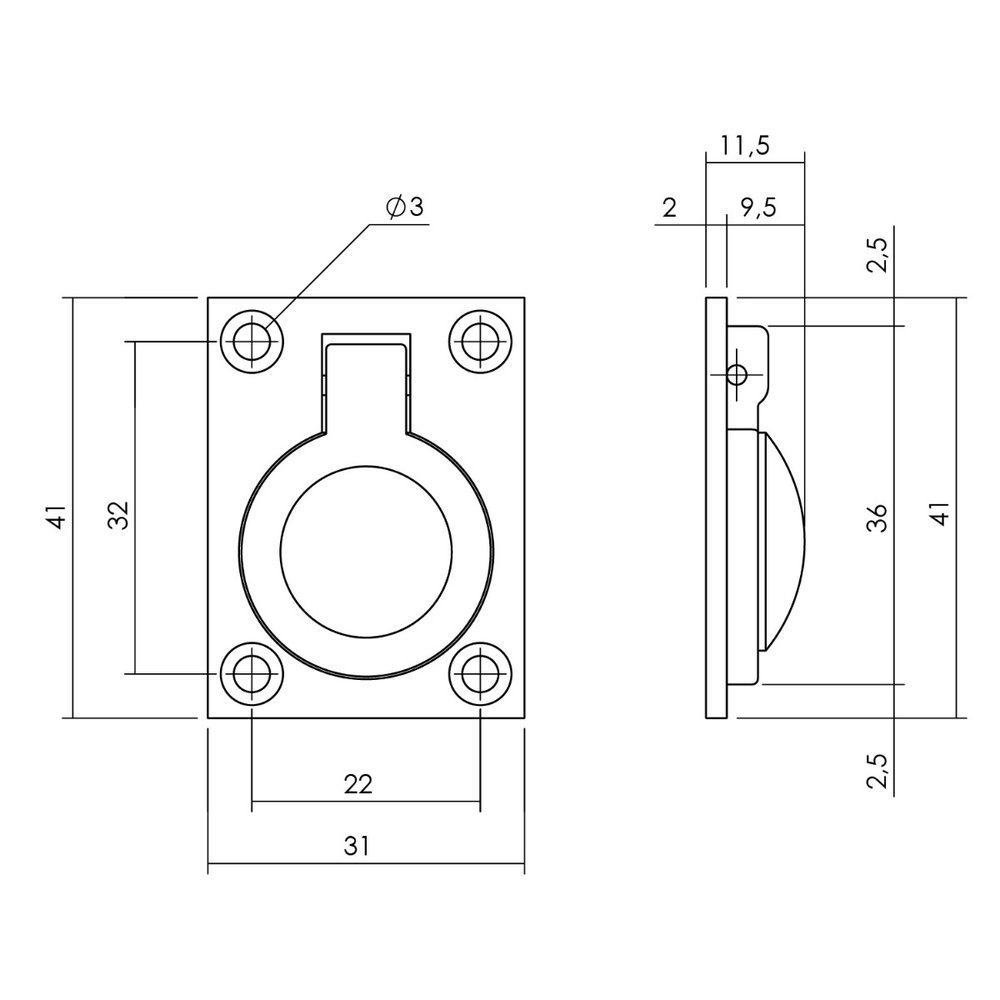 Intersteel Luikring rechthoekig 41 x 31mm messing getrommeld Intersteel Luikring rechthoekig 41 x 31mm messing getrommeld
