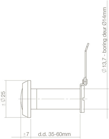 Intersteel Deurspion 180 graden kijkhoek chroom - voor voordeur Intersteel Deurspion 180 graden kijkhoek chroom - voor voordeur