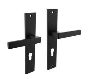 Intersteel Deurklink Hera op schild profielcilindergat 72mm mat zwart Intersteel Deurklink Hera op schild profielcilindergat 72mm mat zwart