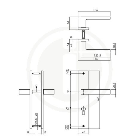Intersteel Deurklink Hera op schild profielcilindergat 72mm mat zwart Intersteel Deurklink Hera op schild profielcilindergat 72mm mat zwart