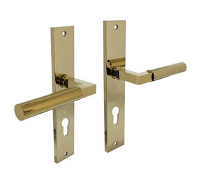 Intersteel Deurklink Bau-Stil op schild met profielcilindergat 72mm messing titaan PVD