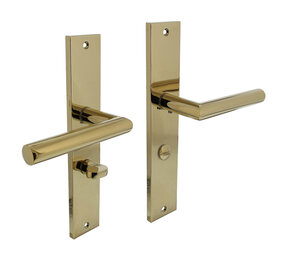 Intersteel Deurklink Bastian op schild 245x45 mm met WC slot 63/8mm messing titaan PVD Intersteel Deurklink Bastian op schild 245x45 mm met WC slot 63/8mm messing titaan PVD