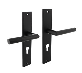 Intersteel Deurklink Bastian op schild met profielcilindergat 72mm mat zwart Intersteel Deurklink Bastian op schild met profielcilindergat 72mm mat zwart