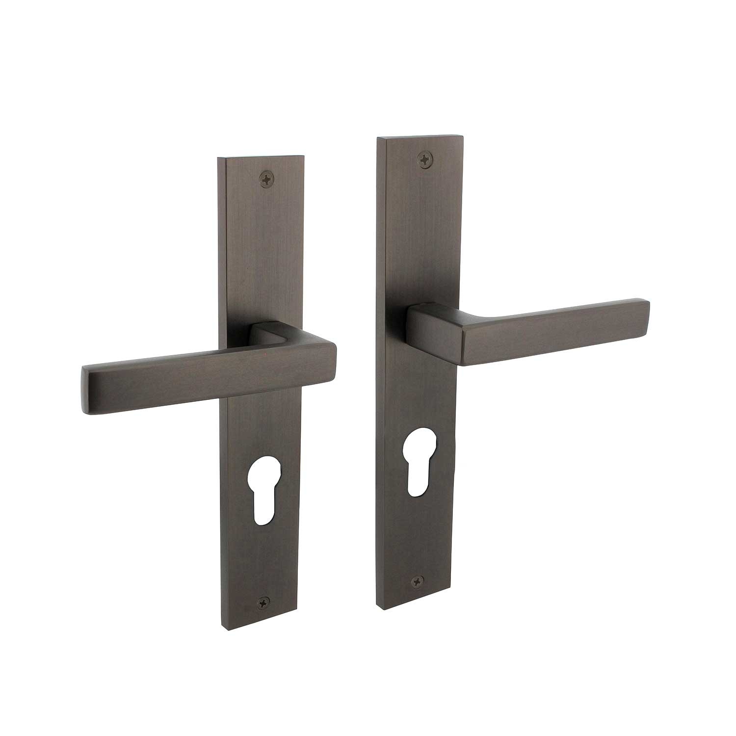Intersteel Deurklink Hera op rechthoekig schild profielcilindergat 72 mm antraciet grijs
