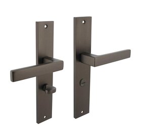 Intersteel Deurklink Hera op rechthoekig schild WC slot 63/8mm antraciet grijs Intersteel Deurklink Hera op rechthoekig schild WC slot 63/8mm antraciet grijs