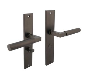 Intersteel Deurklink Bau-Stil op schild WC slot 63mm antraciet grijs Intersteel Deurklink Bau-Stil op schild WC slot 63mm antraciet grijs
