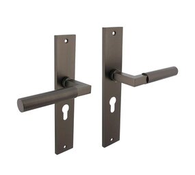 Intersteel Deurklink Bau-Stil op schild profielcilindergat 55mm antraciet grijs