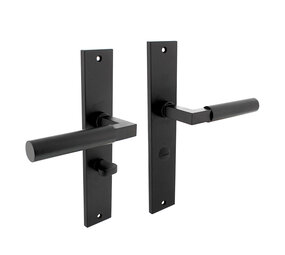 Intersteel Deurklink Bau-Stil op schild WC slot 63mm mat zwart Intersteel Deurklink Bau-Stil op schild WC slot 63mm mat zwart