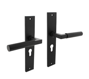 Intersteel Deurklink Bau-Stil op schild met profielcilindergat 55mm mat zwart