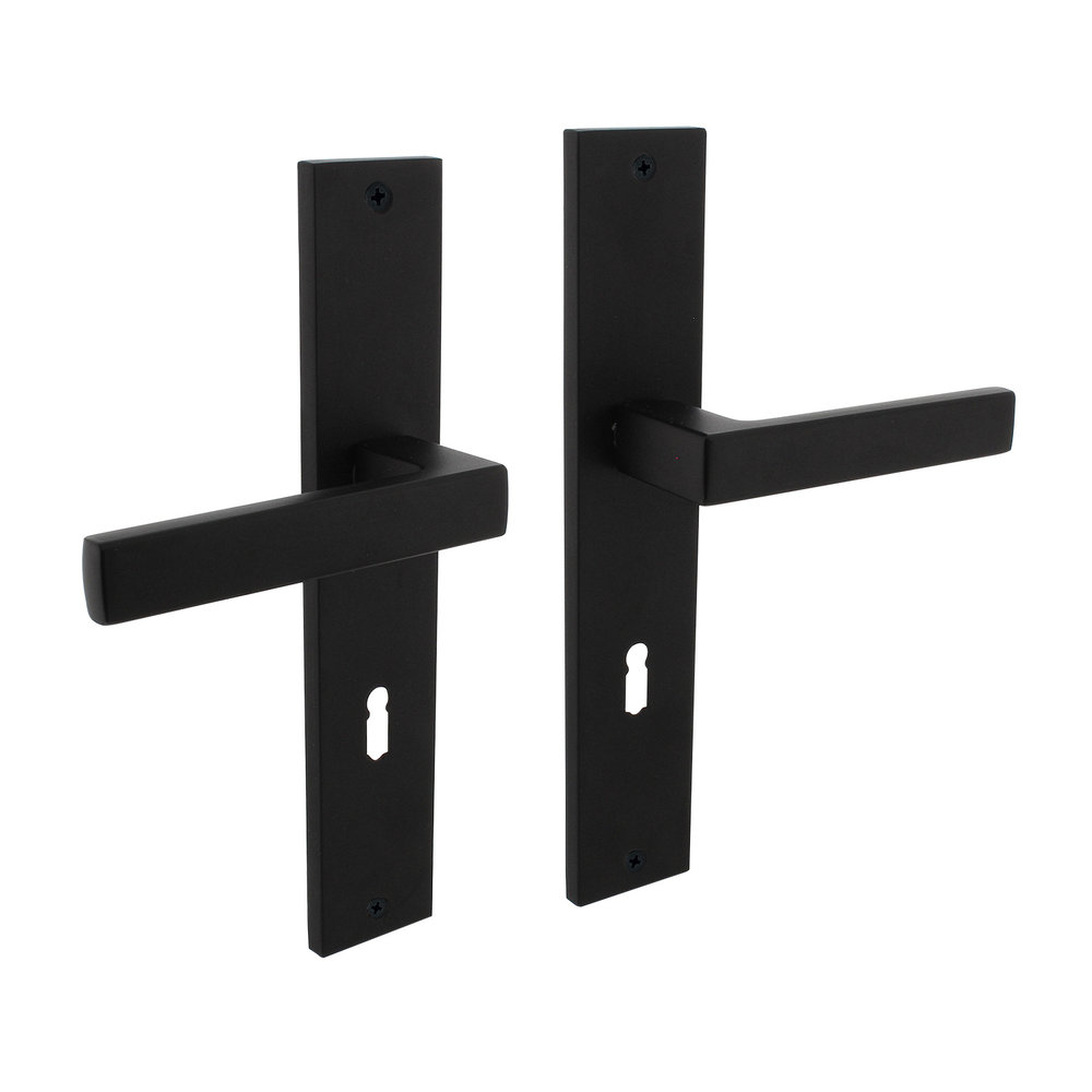 Intersteel Zwarte deurklink Hera op schild met sleutelgat 72mm zwart Intersteel Zwarte deurklink Hera op schild met sleutelgat 72mm zwart