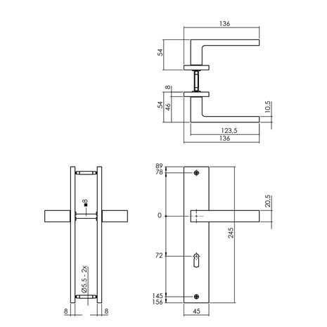 Intersteel Zwarte deurklink Hera op schild met sleutelgat 72mm zwart Intersteel Zwarte deurklink Hera op schild met sleutelgat 72mm zwart