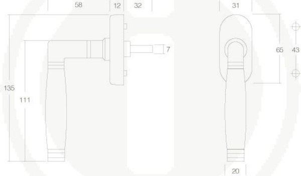 Intersteel Raamsluiting Ton 222 draai kiep nikkel/ebbenhout Intersteel Raamsluiting Ton 222 draai kiep nikkel/ebbenhout