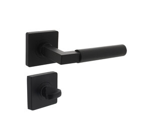 Intersteel Intersteel Deurklink Bau-Stil vierkant rozet met WC slot mat zwart Intersteel Intersteel Deurklink Bau-Stil vierkant rozet met WC slot mat zwart
