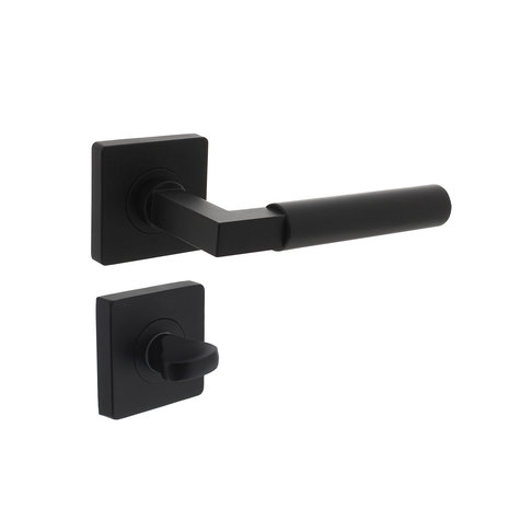 Intersteel Intersteel Deurklink Bau-Stil vierkant rozet met WC slot mat zwart Intersteel Intersteel Deurklink Bau-Stil vierkant rozet met WC slot mat zwart