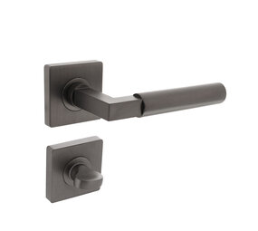 Intersteel Intersteel Deurklink Bau-Stil vierkant rozet met WC slot antracietgrijs