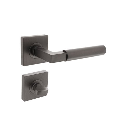 Intersteel Deurklink Bau-Stil vierkant rozet met WC slot antracietgrijs - voor binnendeur Intersteel Deurklink Bau-Stil vierkant rozet met WC slot antracietgrijs - voor binnendeur