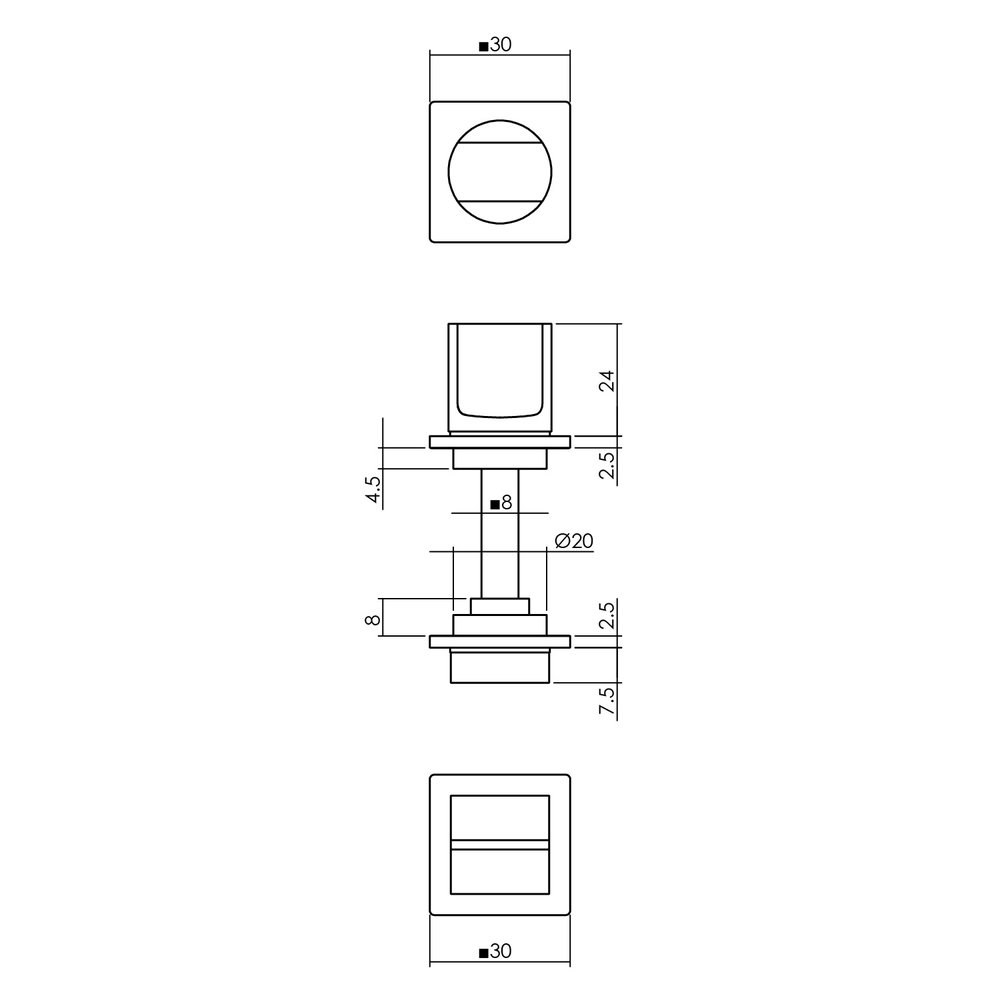 Intersteel WC slot minimalistisch zelfklevend vierkant rozet antraciet grijs Intersteel WC slot minimalistisch zelfklevend vierkant rozet antraciet grijs