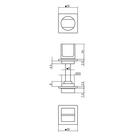 Intersteel WC slot minimalistisch zelfklevend vierkant rozet antraciet grijs Intersteel WC slot minimalistisch zelfklevend vierkant rozet antraciet grijs