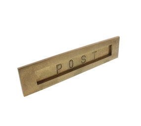 Intersteel Brievenbus rechthoekig met klep met tekst “POST” messing getrommeld Intersteel Brievenbus rechthoekig met klep met tekst “POST” messing getrommeld