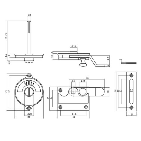 Intersteel WC-Slot hendel met bocht vrij/bezet mat nikkel Intersteel WC-Slot hendel met bocht vrij/bezet mat nikkel