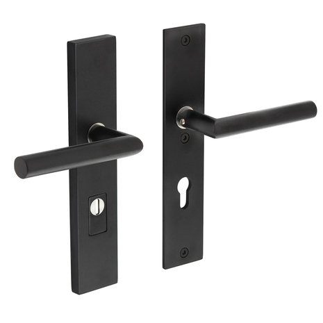 Intersteel Veiligheidsbeslag rechthoekig met kerntrekbeveiliging profielcilindergat mat zwart 72 mm achterdeurbeslag Intersteel Veiligheidsbeslag rechthoekig met kerntrekbeveiliging profielcilindergat mat zwart 72 mm achterdeurbeslag