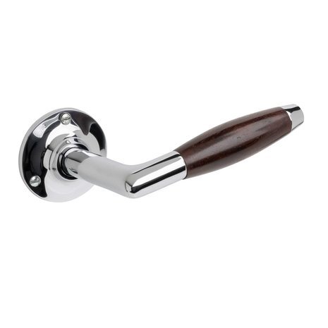 De Oude Deurklink Deurklinken Retro palissander geveerd met ronde rozetten in glanzend nikkel