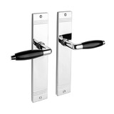 De Oude Deurklink Deurklink Retro geveerd op schild glanzend nikkel De Oude Deurklink Deurklink Retro geveerd op schild glanzend nikkel