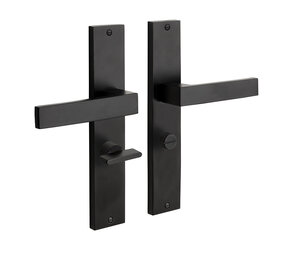 Mooi Deurbeslag Deurklink Lusso wc slot 63/8mm geveerd met schild mat zwart Mooi Deurbeslag Deurklink Lusso wc slot 63/8mm geveerd met schild mat zwart