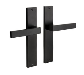 Mooi Deurbeslag Deurklink Lusso geveerd met schild mat zwart