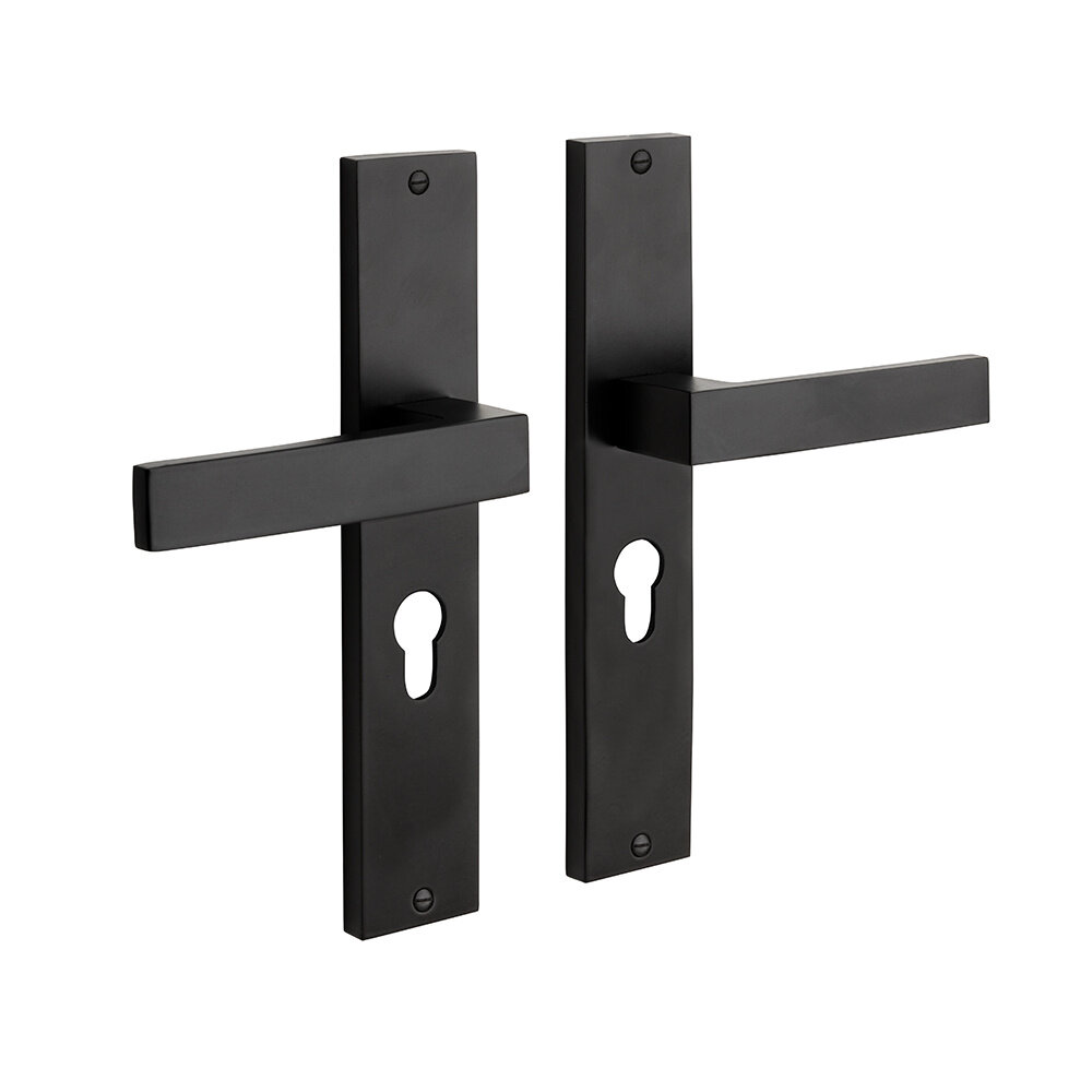Mooi Deurbeslag Geveerde deurklink Lusso mat zwart op schild met cilindergat 55mm - voor binnendeur Mooi Deurbeslag Geveerde deurklink Lusso mat zwart op schild met cilindergat 55mm - voor binnendeur