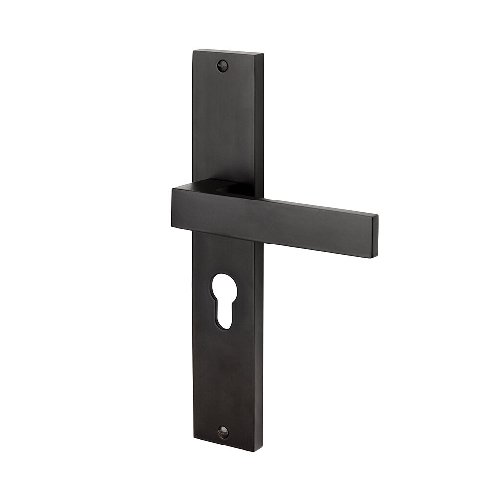 Mooi Deurbeslag Deurklink Lusso geveerd schild cilindergat 55mm mat zwart - deurbeslag voor binnendeur