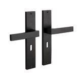 Mooi Deurbeslag Deurklink Lusso geveerd schild sleutelgat 55mm mat zwart Mooi Deurbeslag Deurklink Lusso geveerd schild sleutelgat 55mm mat zwart