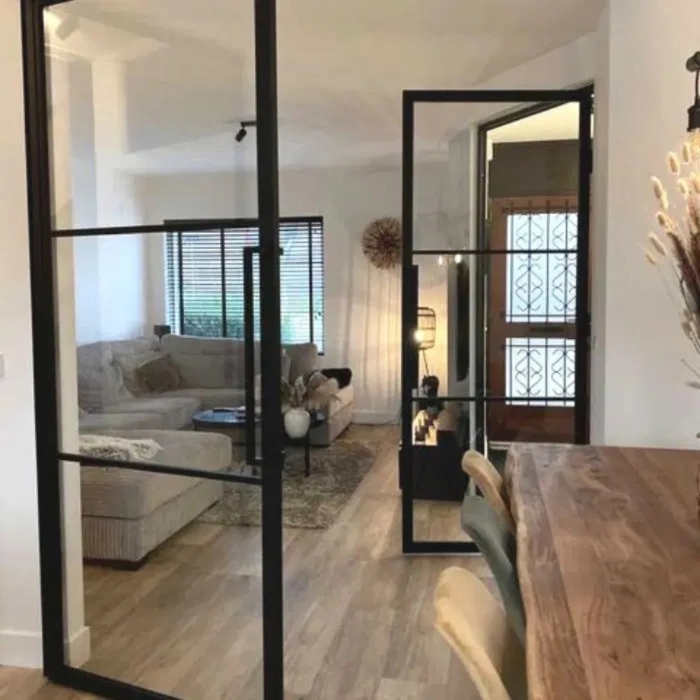 Loftdeur Stalen scharnierdeur helder glas met kozijn 231.5x93 cm rechtsdraaiend Loftdeur Stalen scharnierdeur helder glas met kozijn 231.5x93 cm rechtsdraaiend