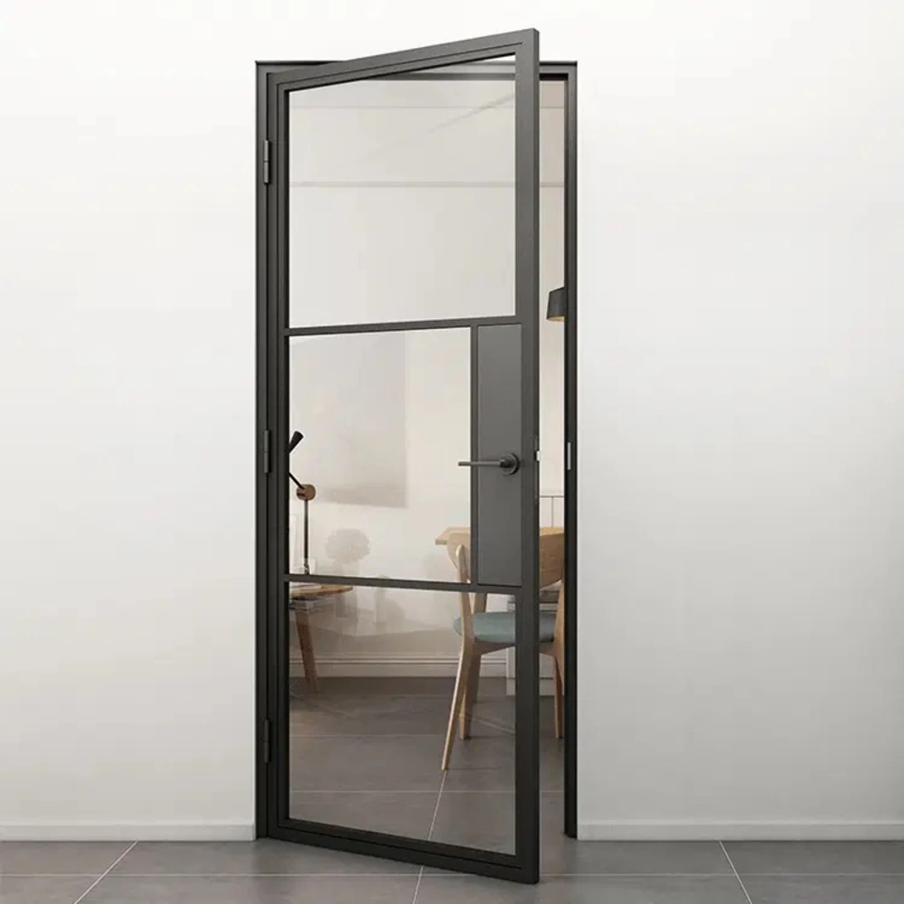 Loftdeur Stalen scharnierdeur helder glas met deurklink en kozijn 231.5x93 cm rechts Loftdeur Stalen scharnierdeur helder glas met deurklink en kozijn 231.5x93 cm rechts