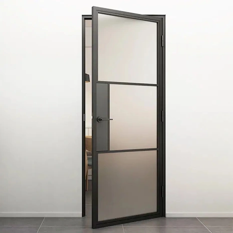 Loftdeur Stalen scharnierdeur mat glas met deurklink en kozijn 231.5x93 cm rechts Loftdeur Stalen scharnierdeur mat glas met deurklink en kozijn 231.5x93 cm rechts