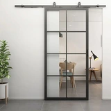 Loftdeur Stalen schuifdeur 8-vaks met helder glas Incl. schuifdeursysteem Loftdeur Stalen schuifdeur 8-vaks met helder glas Incl. schuifdeursysteem