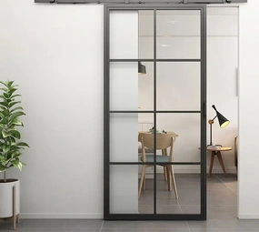 Loftdeur Stalen schuifdeur 8-vaks met helder glas Incl. schuifdeursysteem Loftdeur Stalen schuifdeur 8-vaks met helder glas Incl. schuifdeursysteem