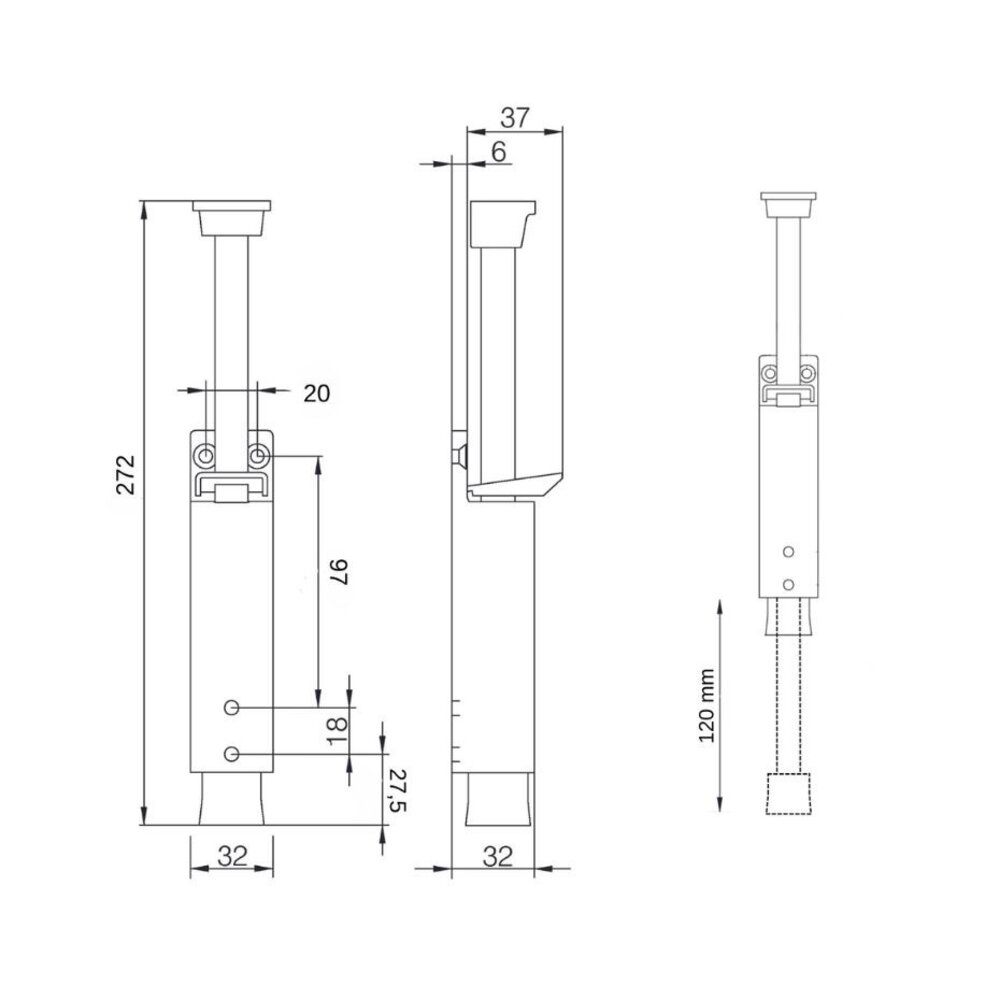 Dulimex Luxe deurvastzetter met schootuitslag van 120 mm zwart Dulimex Luxe deurvastzetter met schootuitslag van 120 mm zwart