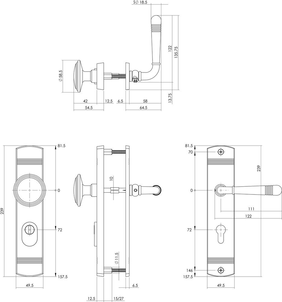 Intersteel Voordeurbeslag Helena profielcilindergat 72mm met kerntrekbeveiliging mat zwart Intersteel Voordeurbeslag Helena profielcilindergat 72mm met kerntrekbeveiliging mat zwart