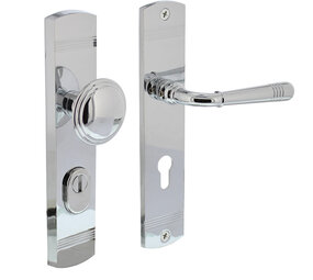 Intersteel Voordeurbeslag Helena op schild blind 72mm verchroomd met kerntrekbeveiliging