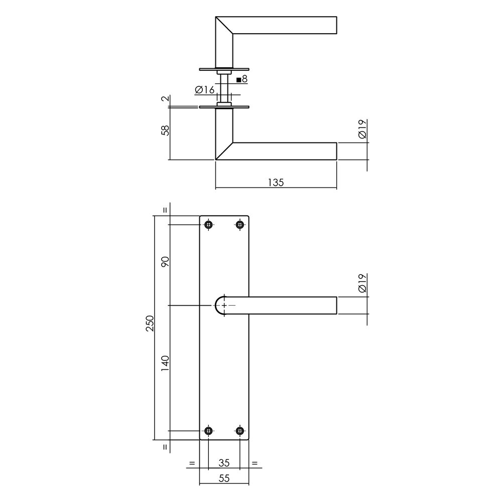 Intersteel Zwarte Deurklink Jura schild 250x55x2mm blind Intersteel Zwarte Deurklink Jura schild 250x55x2mm blind