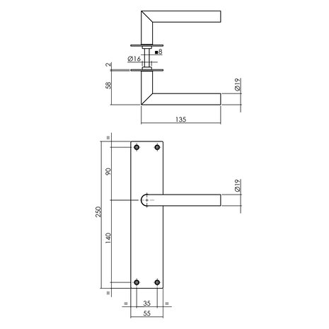 Intersteel Zwarte Deurklink Jura schild 250x55x2mm blind Intersteel Zwarte Deurklink Jura schild 250x55x2mm blind