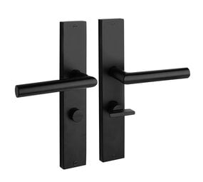 Mooi Deurbeslag Deurklink Ferro  wc slot 63/8, geveerd met schild mat zwart