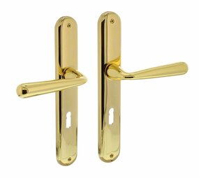 Intersteel Deurklink yvonne op schild sleutelgat 72 mm messing gelakt