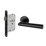 Mooi Deurbeslag Deurbeslag set loopslot en deurklink Modern geveerd zwart Mooi Deurbeslag Deurbeslag set loopslot en deurklink Modern geveerd zwart