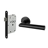 Mooi Deurbeslag Deurbeslag set loopslot en deurklink Modern geveerd zwart Mooi Deurbeslag Deurbeslag set loopslot en deurklink Modern geveerd zwart