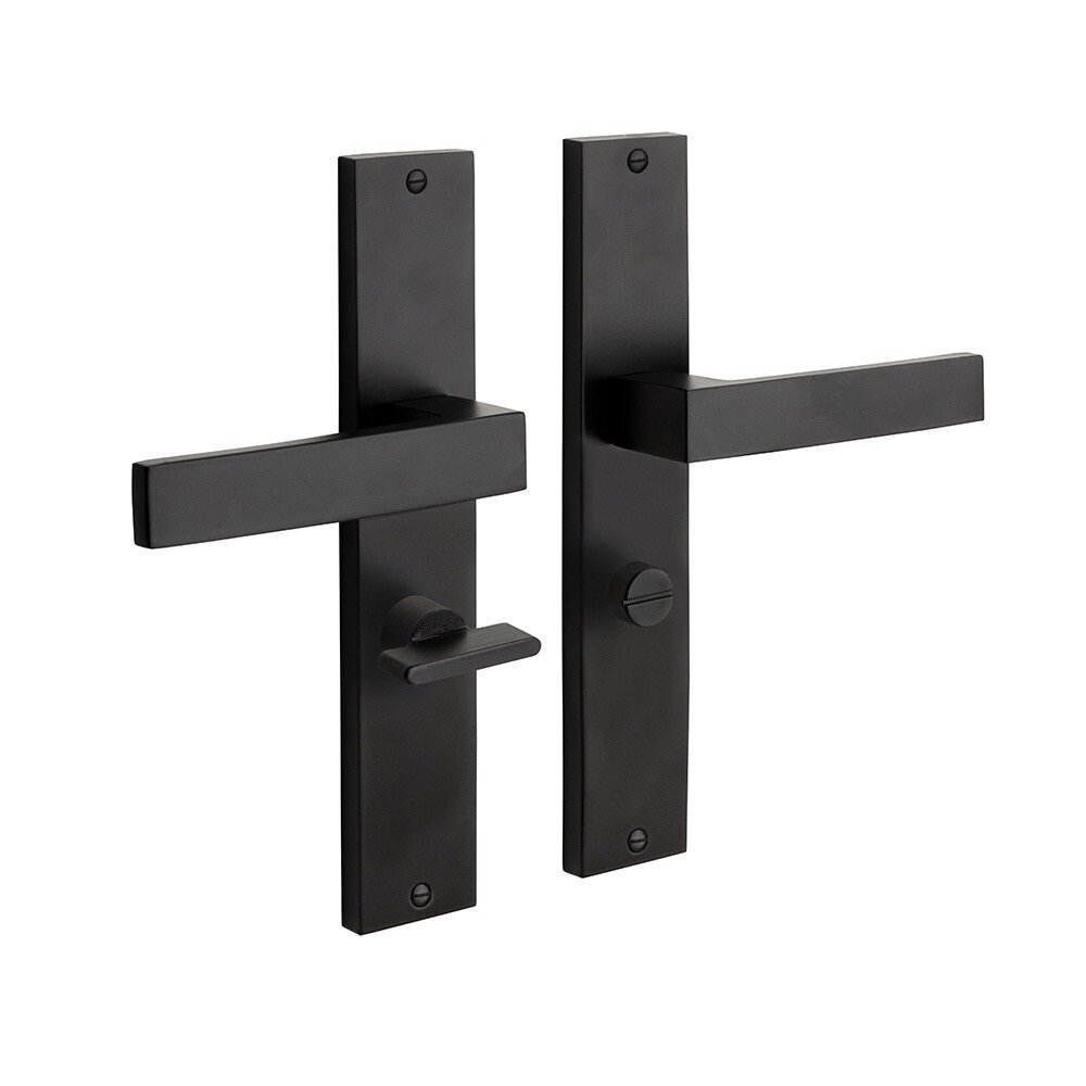 Mooi Deurbeslag Geveerde deurklink Lusso mat zwart op schild met WC-slot 55/8mm - voor binnendeur Mooi Deurbeslag Geveerde deurklink Lusso mat zwart op schild met WC-slot 55/8mm - voor binnendeur