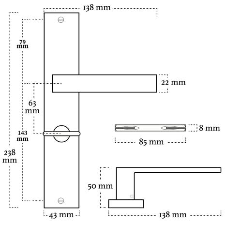 Mooi Deurbeslag Geveerde deurklink Lusso mat zwart op schild met WC-slot 63/8mm - voor binnendeur Mooi Deurbeslag Geveerde deurklink Lusso mat zwart op schild met WC-slot 63/8mm - voor binnendeur