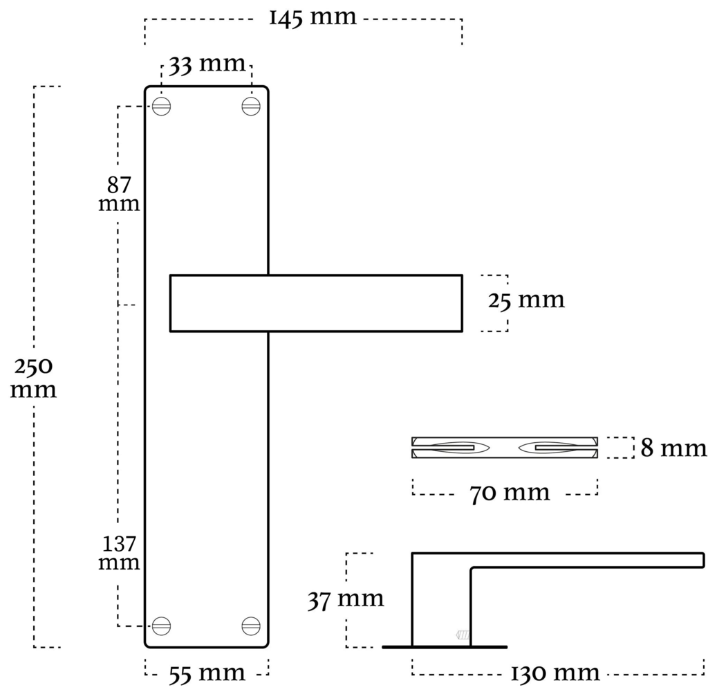 Mooi Deurbeslag Nova op schild in zwart